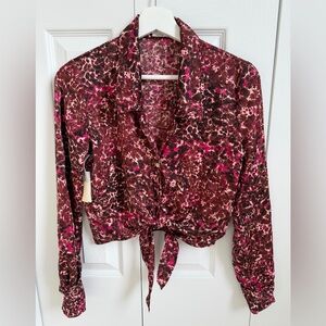 NWT Aritzia Wilfred Tie-front Blouse XS